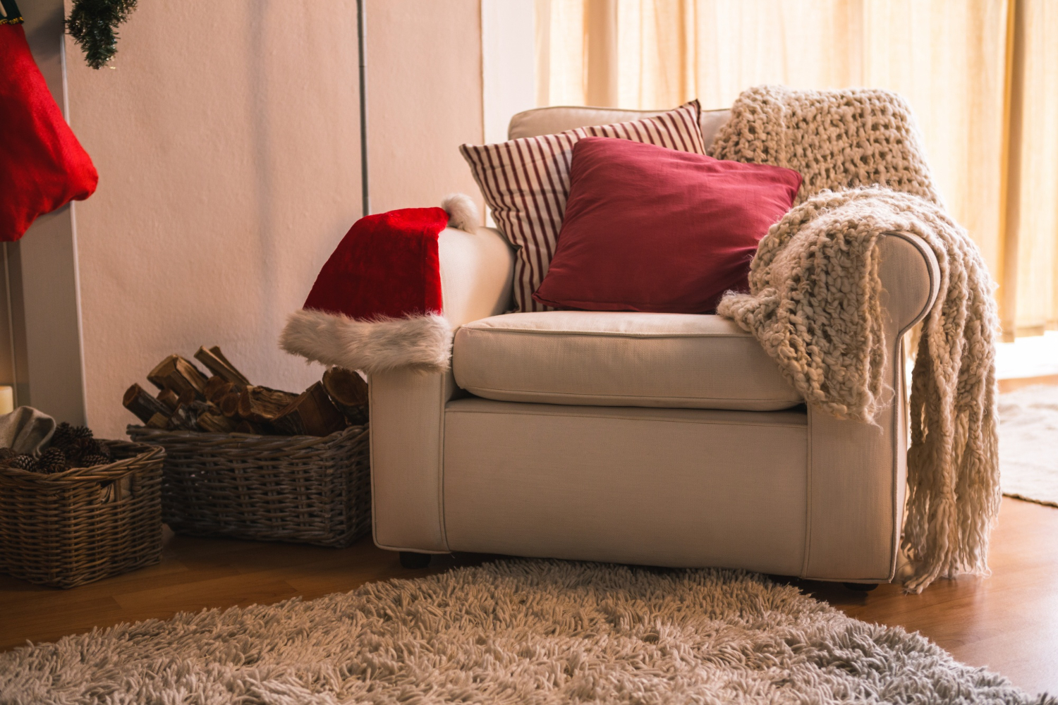 armchair with santa hat
